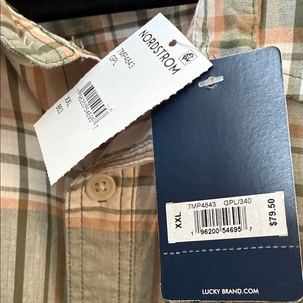 Lucky Brand Green and White Plaid Men's Shirt - Picture 5 of 5